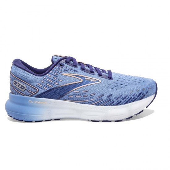 Womens Brooks Glycerin 20 Blissful Blue/Peach/White