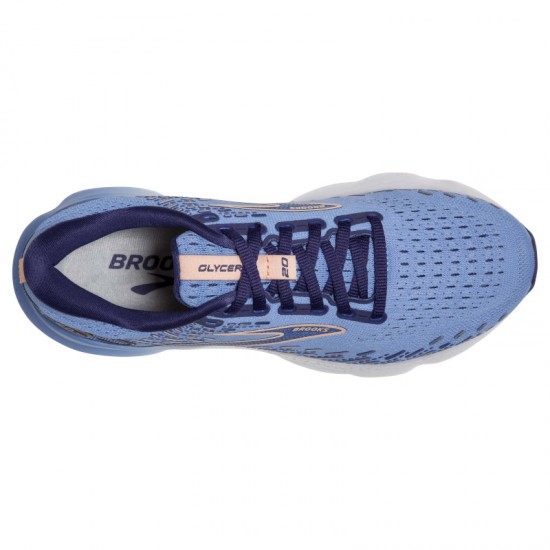 Womens Brooks Glycerin 20 Blissful Blue/Peach/White