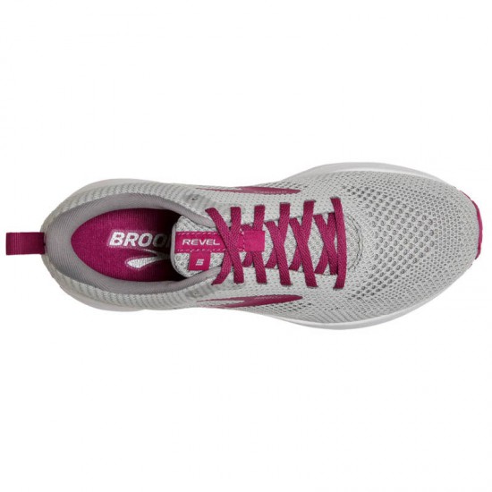 Womens Brooks Revel 5 Grey/White/Baton Rouge